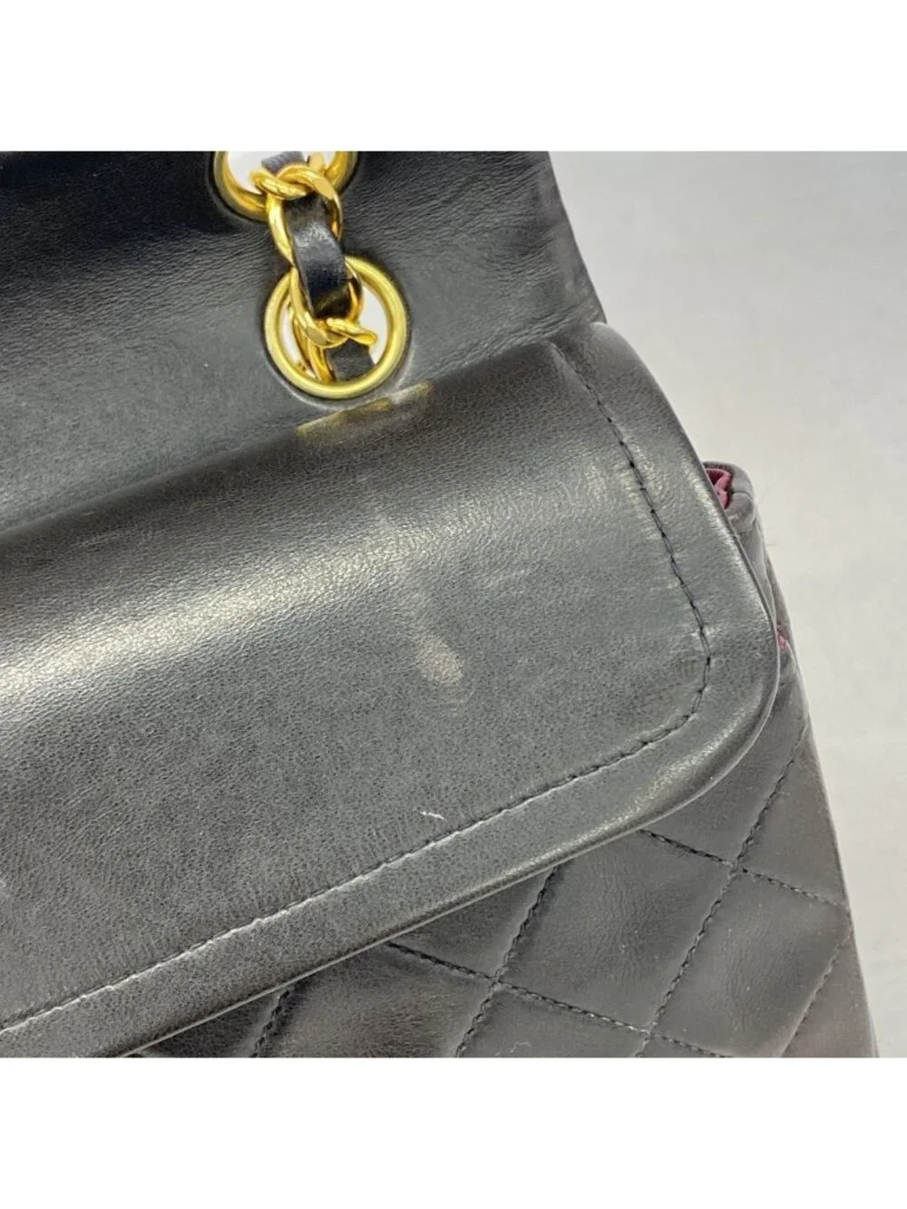 Chanel Shoulder Bag Quilted Lambskin Black Gold